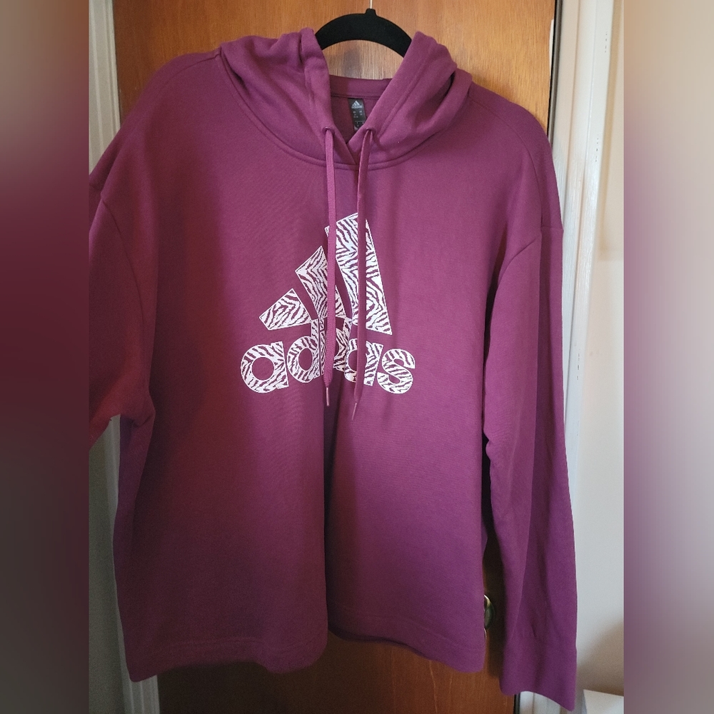 Adidas crop hoodie sweatshirt Wine size 3x